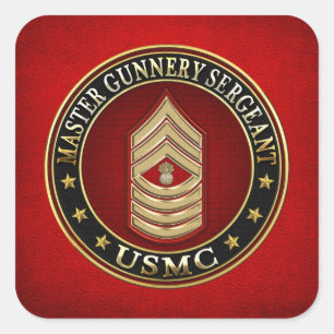 US Marines: Master Gunnery Sergeant (USMC MGySgt) Vierkante Sticker