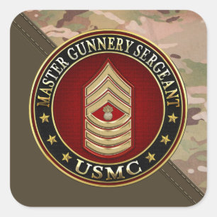 US Marines: Master Gunnery Sergeant (USMC MGySgt) Vierkante Sticker