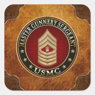 US Marines: Master Gunnery Sergeant (USMC MGySgt) Vierkante Sticker