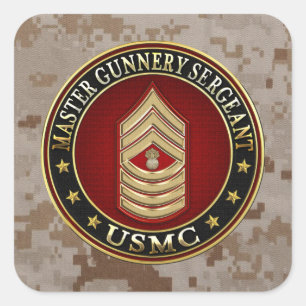 US Marines: Master Gunnery Sergeant (USMC MGySgt) Vierkante Sticker