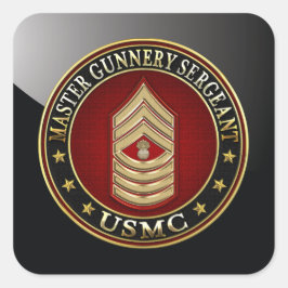 US Marines: Master Gunnery Sergeant (USMC MGySgt) Vierkante Sticker