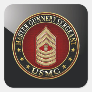 US Marines: Master Gunnery Sergeant (USMC MGySgt) Vierkante Sticker