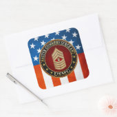 US Marines: Master Gunnery Sergeant (USMC MGySgt) Vierkante Sticker (Envelop)