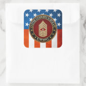 US Marines: Master Gunnery Sergeant (USMC MGySgt) Vierkante Sticker (Tas)