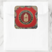 US Marines: Master Gunnery Sergeant (USMC MGySgt) Vierkante Sticker (Tas)