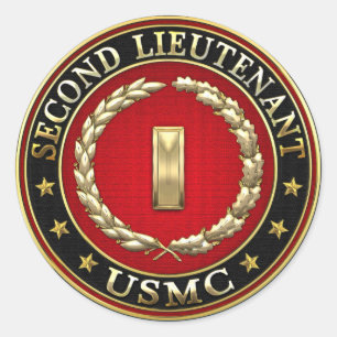 US Marines: Tweede luitenant (USMC 2ndLt) [3D] Ronde Sticker