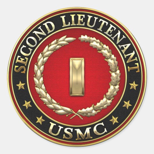 US Marines: Tweede luitenant (USMC 2ndLt) [3D] Ronde Sticker (Voorkant)
