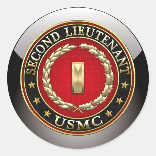 US Marines: Tweede luitenant (USMC 2ndLt) [3D] Ronde Sticker (Voorkant)