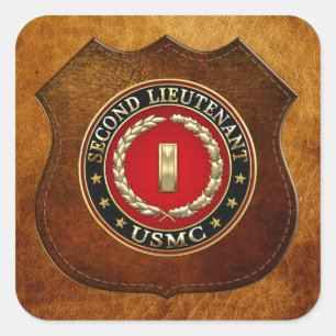 US Marines: Tweede luitenant (USMC 2ndLt) [3D] Vierkante Sticker