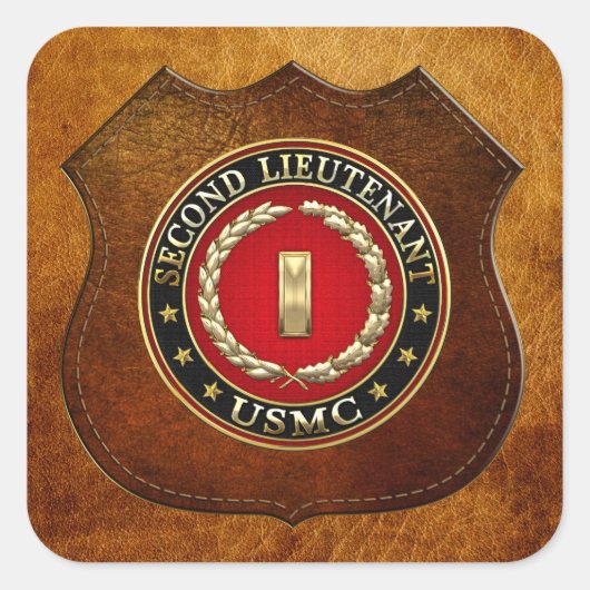 US Marines: Tweede luitenant (USMC 2ndLt) [3D] Vierkante Sticker (Voorkant)