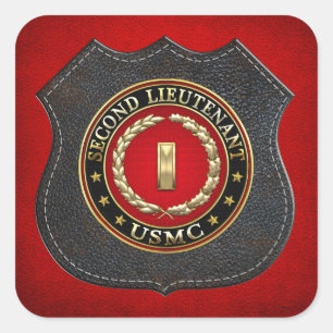 US Marines: Tweede luitenant (USMC 2ndLt) [3D] Vierkante Sticker