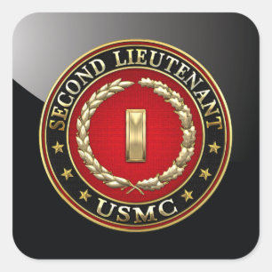 US Marines: Tweede luitenant (USMC 2ndLt) [3D] Vierkante Sticker