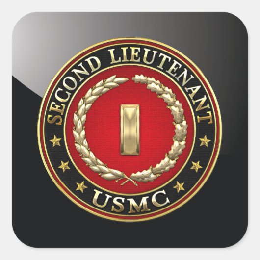 US Marines: Tweede luitenant (USMC 2ndLt) [3D] Vierkante Sticker (Voorkant)