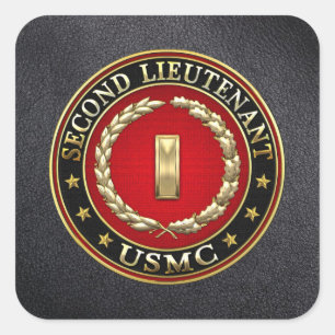 US Marines: Tweede luitenant (USMC 2ndLt) [3D] Vierkante Sticker