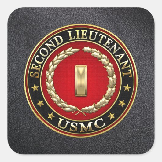 US Marines: Tweede luitenant (USMC 2ndLt) [3D] Vierkante Sticker (Voorkant)