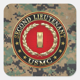 US Marines: Tweede luitenant (USMC 2ndLt) [3D] Vierkante Sticker