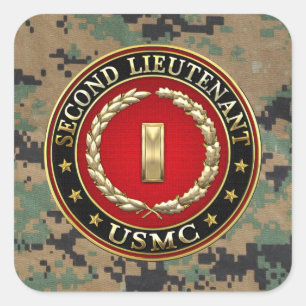 US Marines: Tweede luitenant (USMC 2ndLt) [3D] Vierkante Sticker