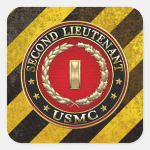 US Marines: Tweede luitenant (USMC 2ndLt) [3D] Vierkante Sticker