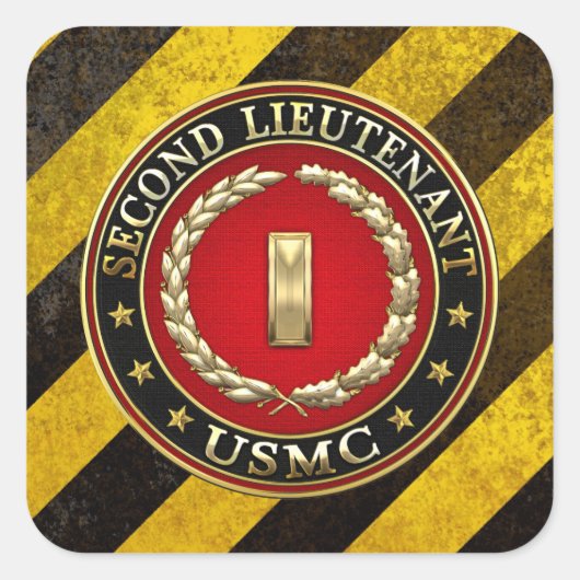 US Marines: Tweede luitenant (USMC 2ndLt) [3D] Vierkante Sticker (Voorkant)