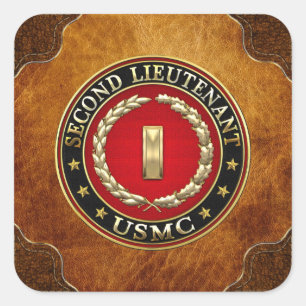 US Marines: Tweede luitenant (USMC 2ndLt) [3D] Vierkante Sticker