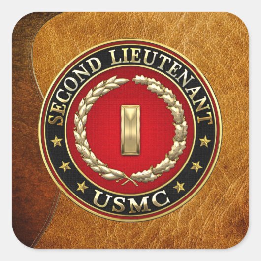 US Marines: Tweede luitenant (USMC 2ndLt) [3D] Vierkante Sticker (Voorkant)