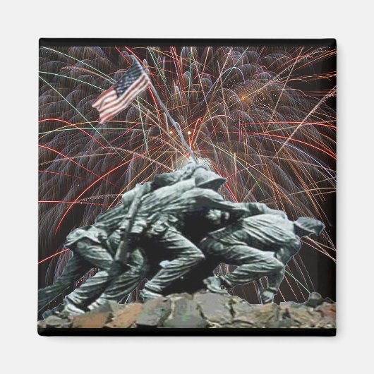 US Marines War Memorial Iwo Jima Fireworks Magneet (Voorkant)