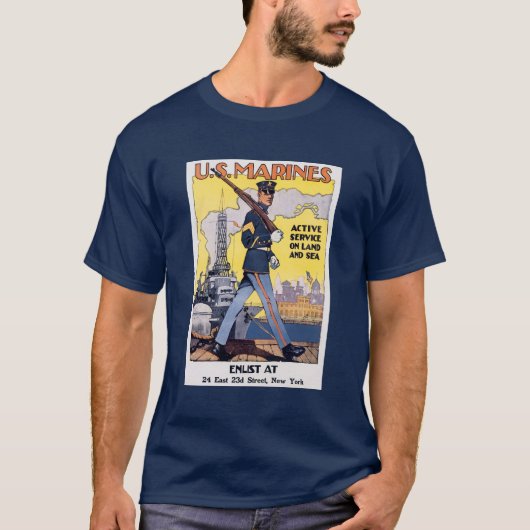 US Marines Wereldoorlog I Poster T-shirt (Voorkant)