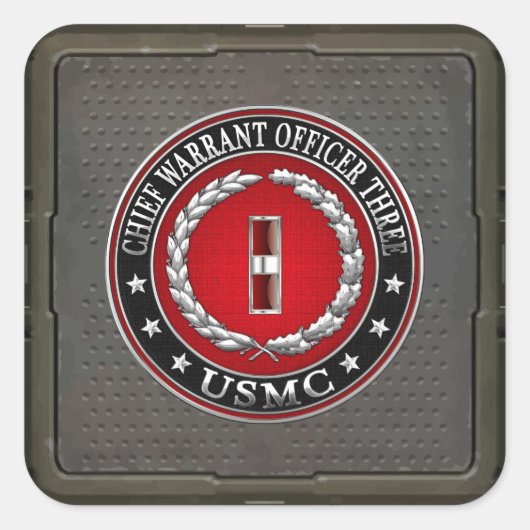 US-mariniers: hoofdarrestatie drie (USMC CWO-3) [3 Vierkante Sticker (Voorkant)