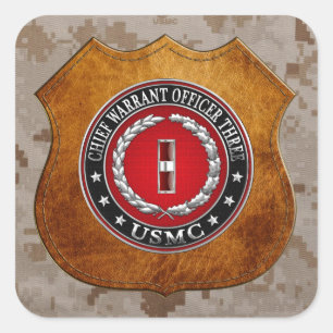 US-mariniers: hoofdarrestatie drie (USMC CWO-3) [3 Vierkante Sticker