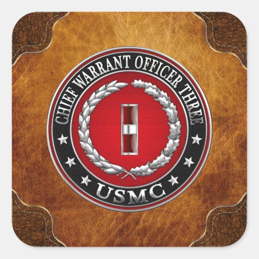 US-mariniers: hoofdarrestatie drie (USMC CWO-3) [3 Vierkante Sticker (Voorkant)