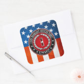 US-mariniers: hoofdarrestatie drie (USMC CWO-3) [3 Vierkante Sticker (Envelop)