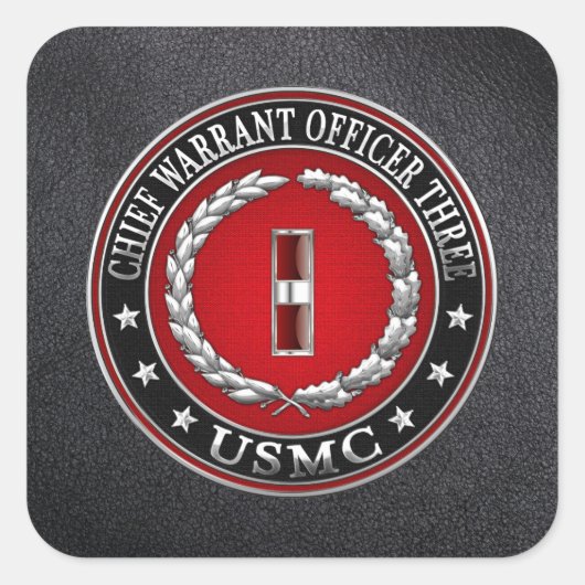 US-mariniers: hoofdarrestatie drie (USMC CWO-3) [3 Vierkante Sticker (Voorkant)