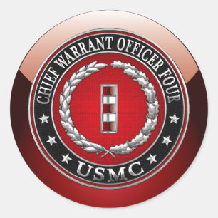 US-mariniers: hoofdarrestatie vier (USMC CWO-4) [3 Ronde Sticker