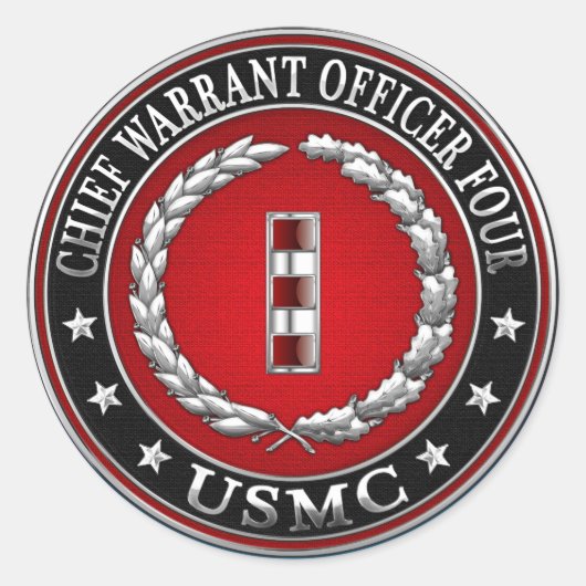 US-mariniers: hoofdarrestatie vier (USMC CWO-4) [3 Ronde Sticker (Voorkant)