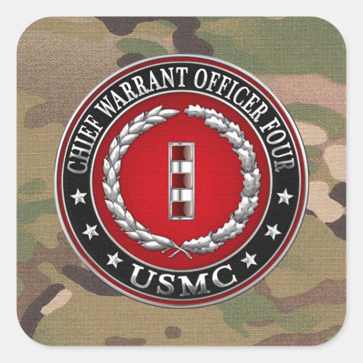 US-mariniers: hoofdarrestatie vier (USMC CWO-4) [3 Vierkante Sticker (Voorkant)