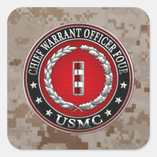 US-mariniers: hoofdarrestatie vier (USMC CWO-4) [3 Vierkante Sticker