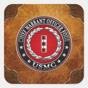 US-mariniers: hoofdarrestatie vier (USMC CWO-4) [3 Vierkante Sticker