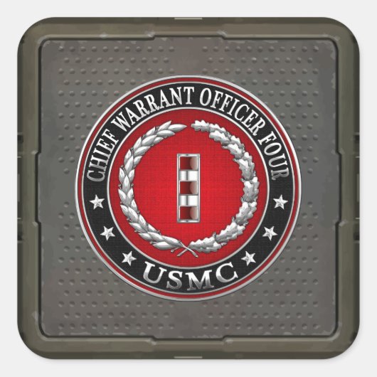 US-mariniers: hoofdarrestatie vier (USMC CWO-4) [3 Vierkante Sticker (Voorkant)
