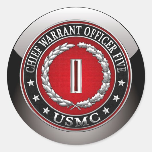 US-mariniers: hoofdbevelhebber vijf (USMC CWO-5) [ Ronde Sticker (Voorkant)