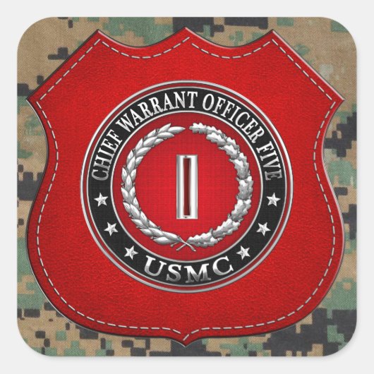 US-mariniers: hoofdbevelhebber vijf (USMC CWO-5) [ Vierkante Sticker (Voorkant)