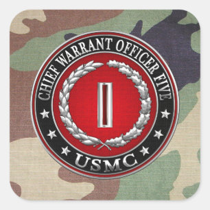 US-mariniers: hoofdbevelhebber vijf (USMC CWO-5) [ Vierkante Sticker