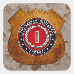 US-mariniers: hoofdbevelhebber vijf (USMC CWO-5) [ Vierkante Sticker
