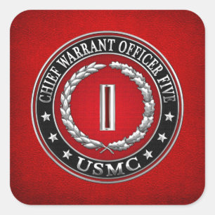 US-mariniers: hoofdbevelhebber vijf (USMC CWO-5) [ Vierkante Sticker