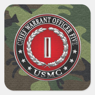 US-mariniers: hoofdbevelhebber vijf (USMC CWO-5) [ Vierkante Sticker
