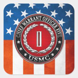 US-mariniers: hoofdbevelhebber vijf (USMC CWO-5) [ Vierkante Sticker