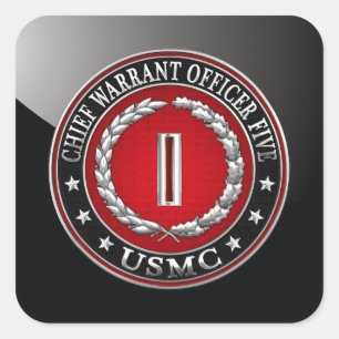 US-mariniers: hoofdbevelhebber vijf (USMC CWO-5) [ Vierkante Sticker