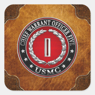 US-mariniers: hoofdbevelhebber vijf (USMC CWO-5) [ Vierkante Sticker