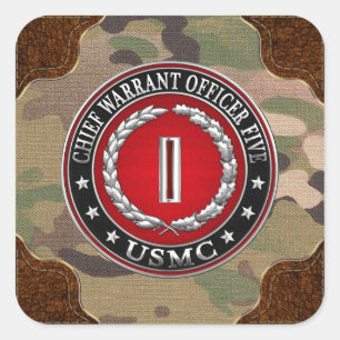US-mariniers: hoofdbevelhebber vijf (USMC CWO-5) [ Vierkante Sticker