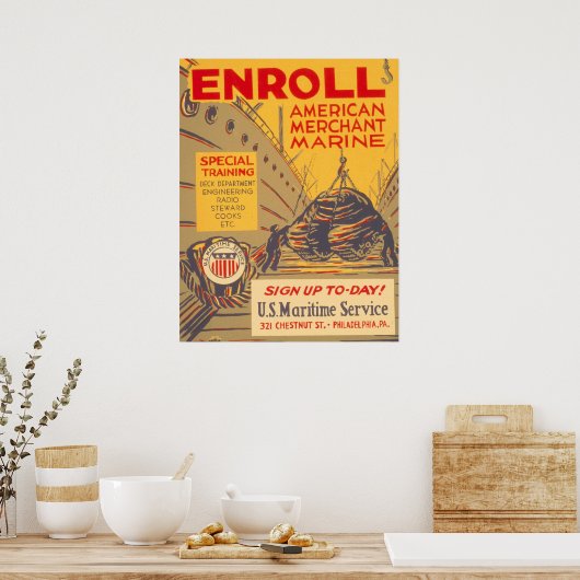US Maritime Service Poster (Keuken)