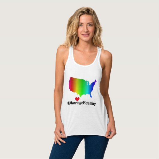 US Marriage Equality Rainbow Heart Tanktop (Volledige Voorkant)